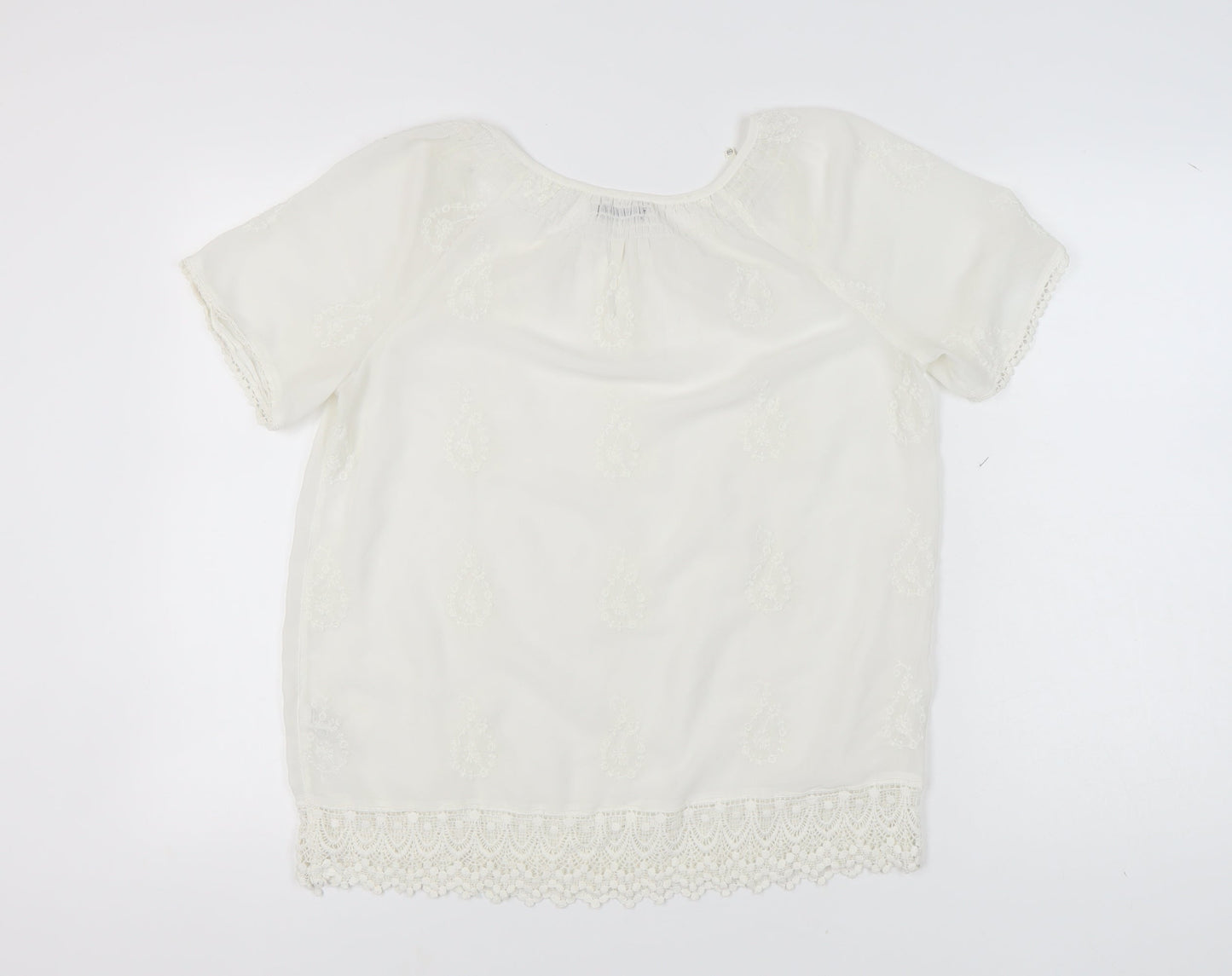 M&Co Women's Ivory Lace Accent Top Size 14