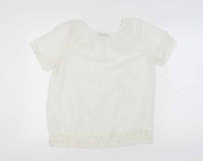 M&Co Women's Ivory Lace Accent Top Size 14