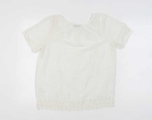 M&Co Women's Ivory Lace Accent Top Size 14