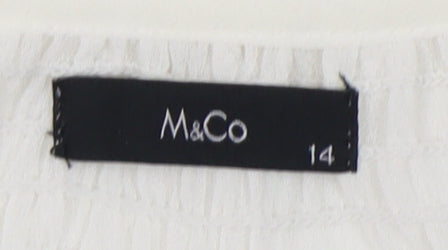 M&Co Women's Ivory Lace Accent Top Size 14