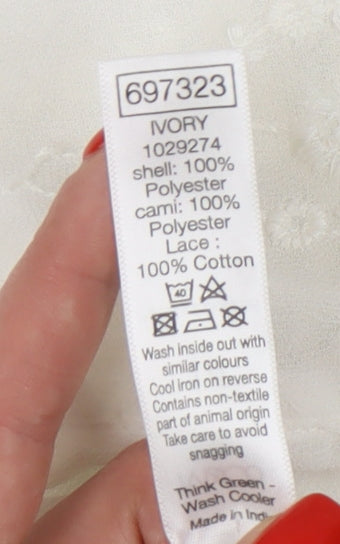 M&Co Women's Ivory Lace Accent Top Size 14