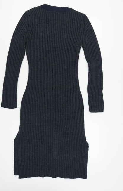 Next Women's Black Midi Sheath Knit Dress Size M