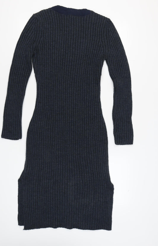 Next Women's Black Midi Sheath Knit Dress Size M