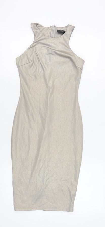 AX Paris Women's Silver Bodycon Dress Size 8