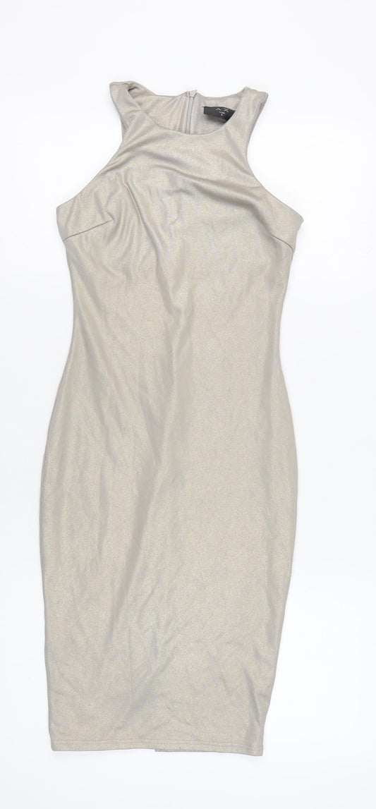 AX Paris Women's Silver Bodycon Dress Size 8