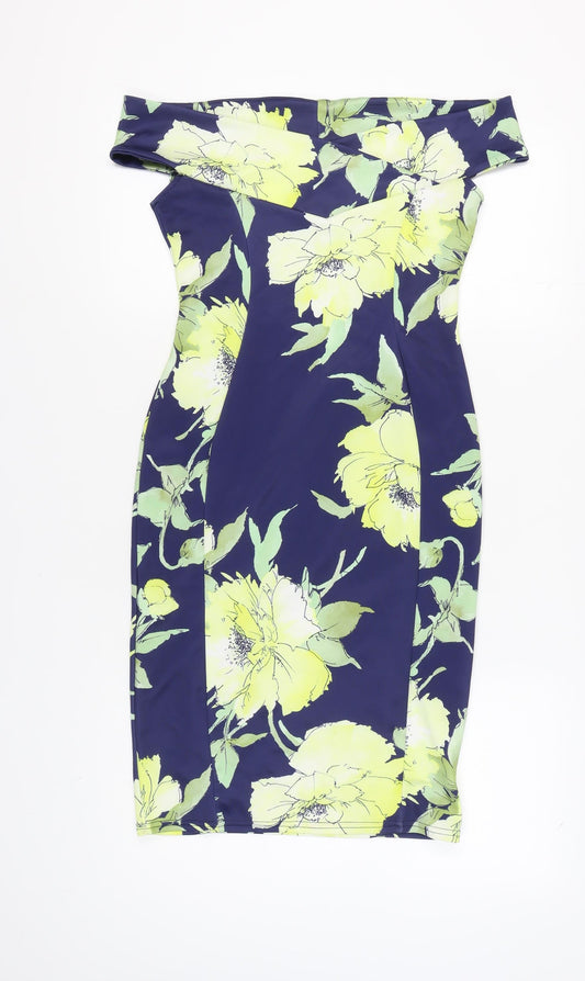Quiz Women's Multicoloured Floral Bodycon Dress Size 12
