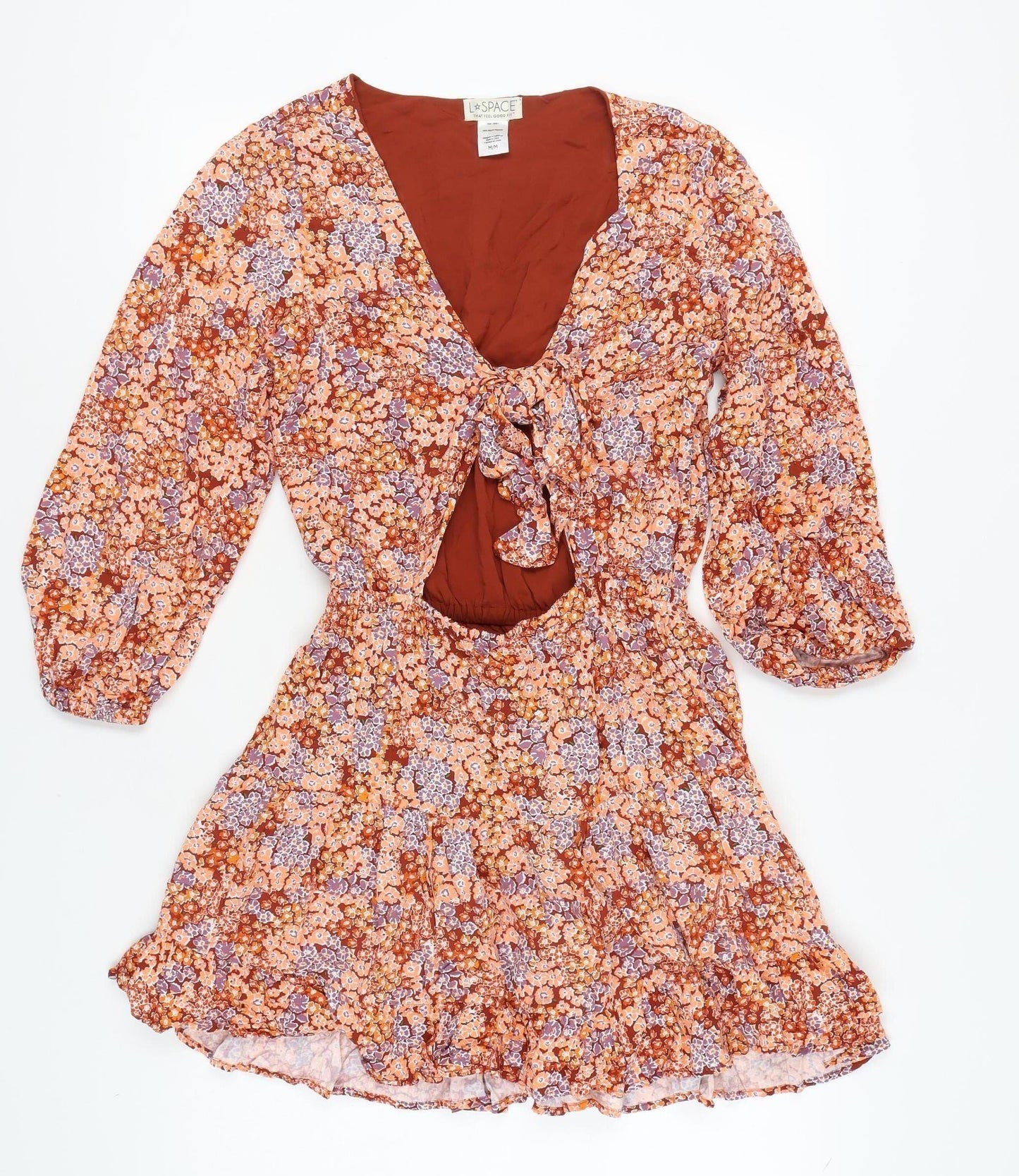 L*SPACE Women's Multicoloured Mini Dress M - Floral Bohemian Style