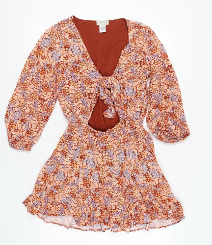 L*SPACE Women's Multicoloured Mini Dress M - Floral Bohemian Style