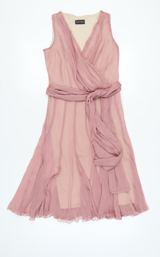 Principles Women's Pink Wrap Dress Size 10