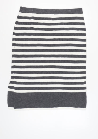 Marks and Spencer Women's Grey Striped Pencil Skirt XL