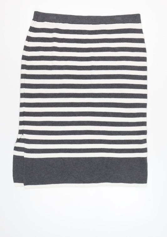Marks and Spencer Women's Grey Striped Pencil Skirt XL