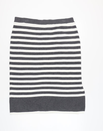 Marks and Spencer Women's Grey Striped Pencil Skirt XL