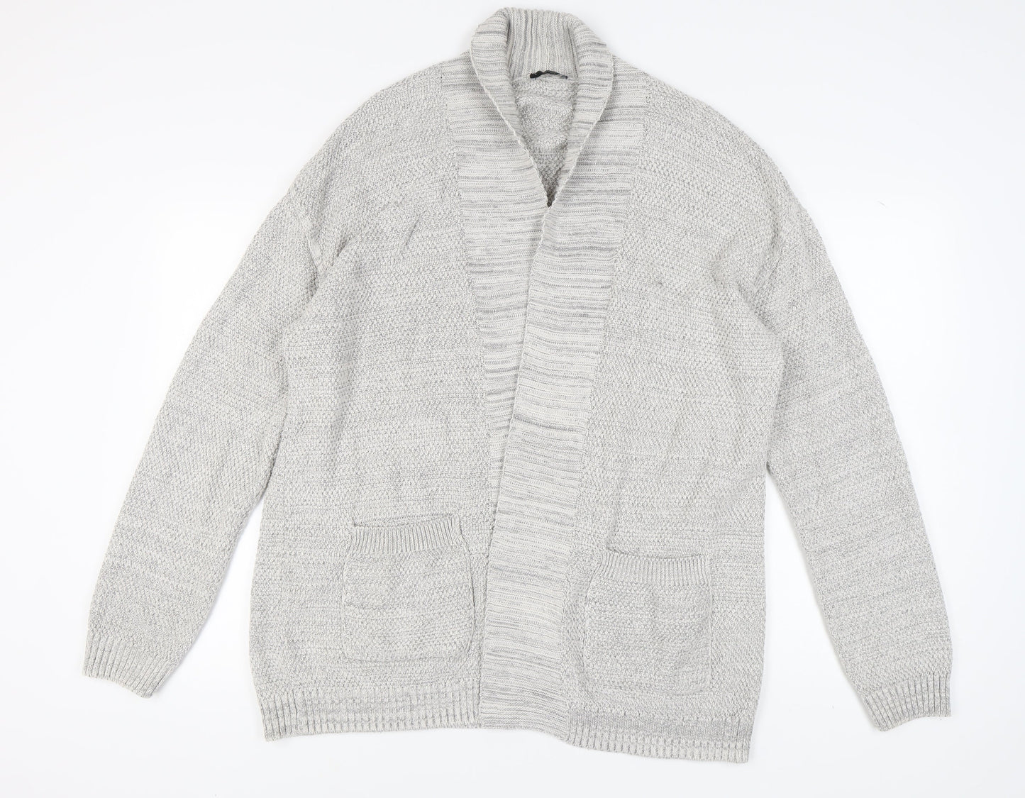 New Look Men's Grey Cardigan, Size L, Casual Knitwear