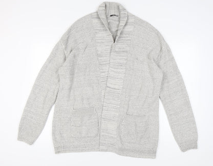 New Look Men's Grey Cardigan, Size L, Casual Knitwear