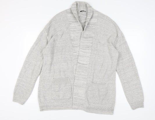 New Look Men's Grey Cardigan, Size L, Casual Knitwear
