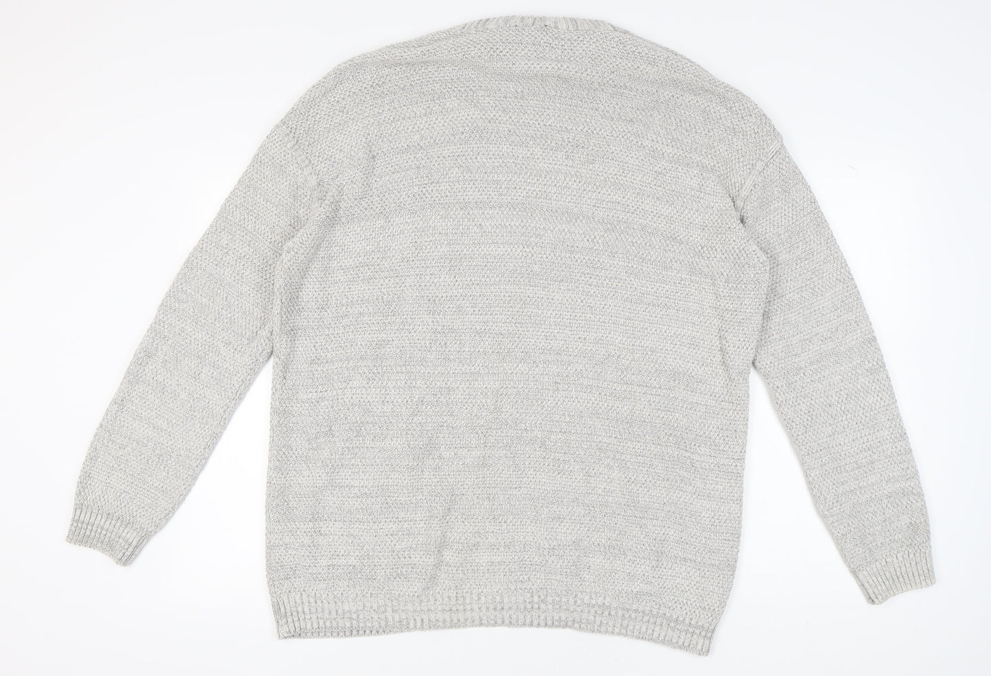 New Look Men's Grey Cardigan, Size L, Casual Knitwear