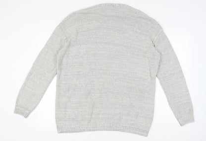 New Look Men's Grey Cardigan, Size L, Casual Knitwear