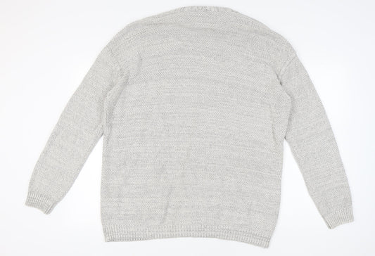 New Look Men's Grey Cardigan, Size L, Casual Knitwear