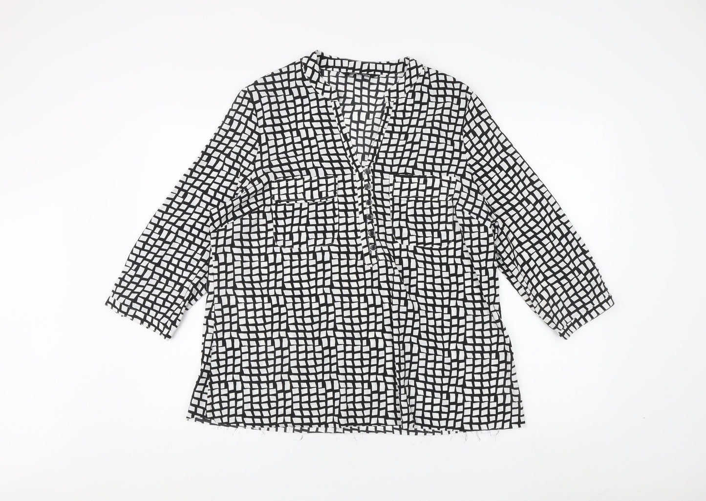 Womens UK Size 16 Debenhams Black Tunic Blouse