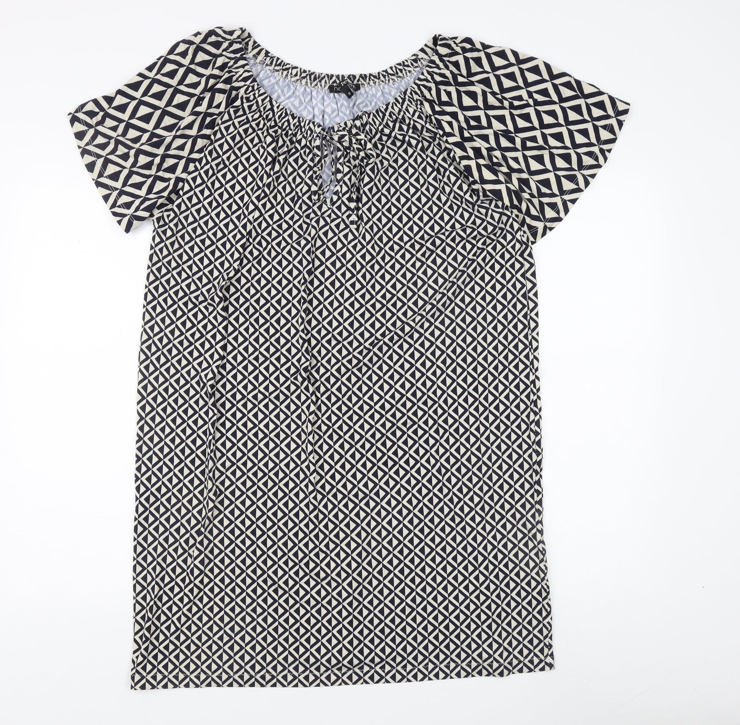 Next Women's Petite Geometric Dress Black Beige Size 18