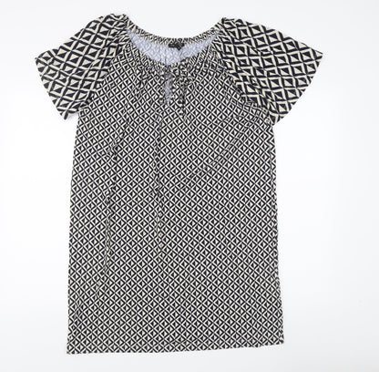 Next Women's Petite Geometric Dress Black Beige Size 18