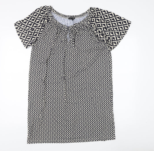 Next Women's Petite Geometric Dress Black Beige Size 18