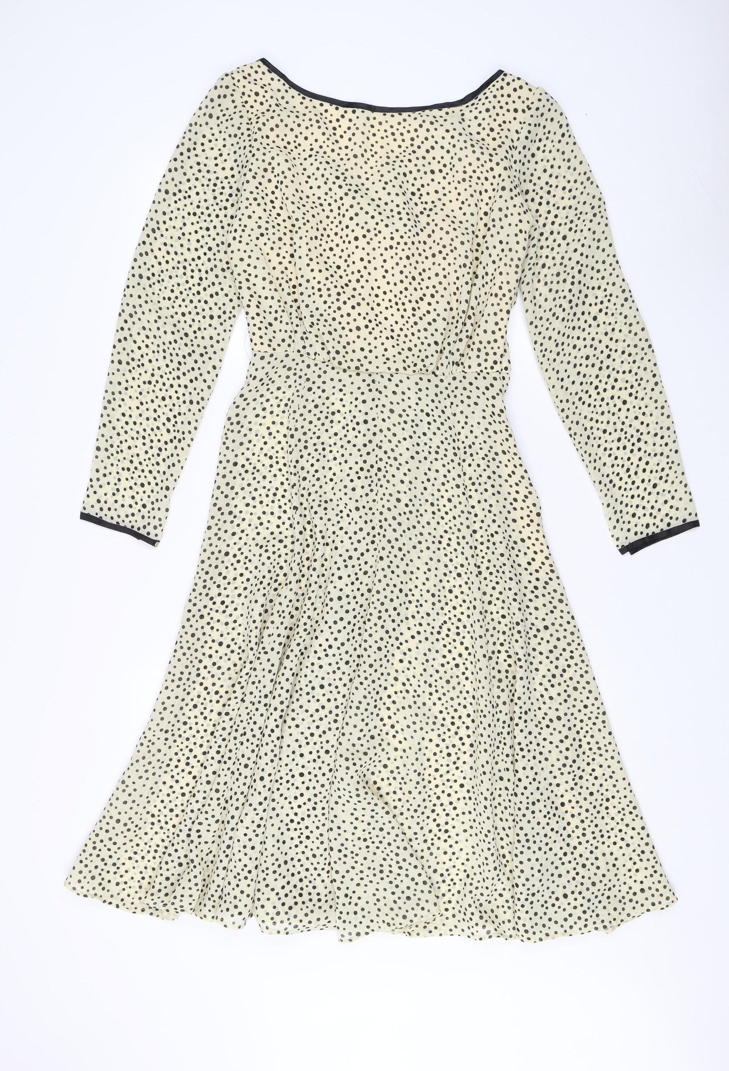After Six Ivory Polka Dot Fit & Flare Dress Size 12