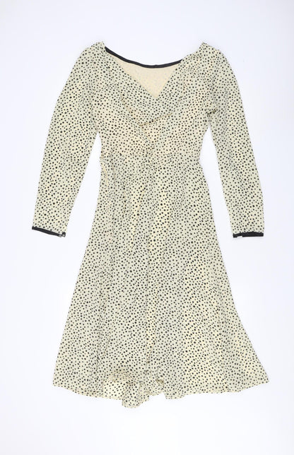 After Six Ivory Polka Dot Fit & Flare Dress Size 12
