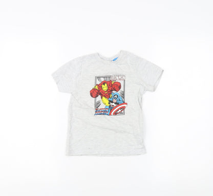 Marvel Boys Grey T-Shirt, Size 4-5 Years, Superhero Graphic