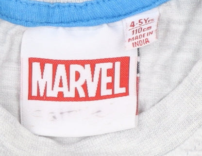 Marvel Boys Grey T-Shirt, Size 4-5 Years, Superhero Graphic