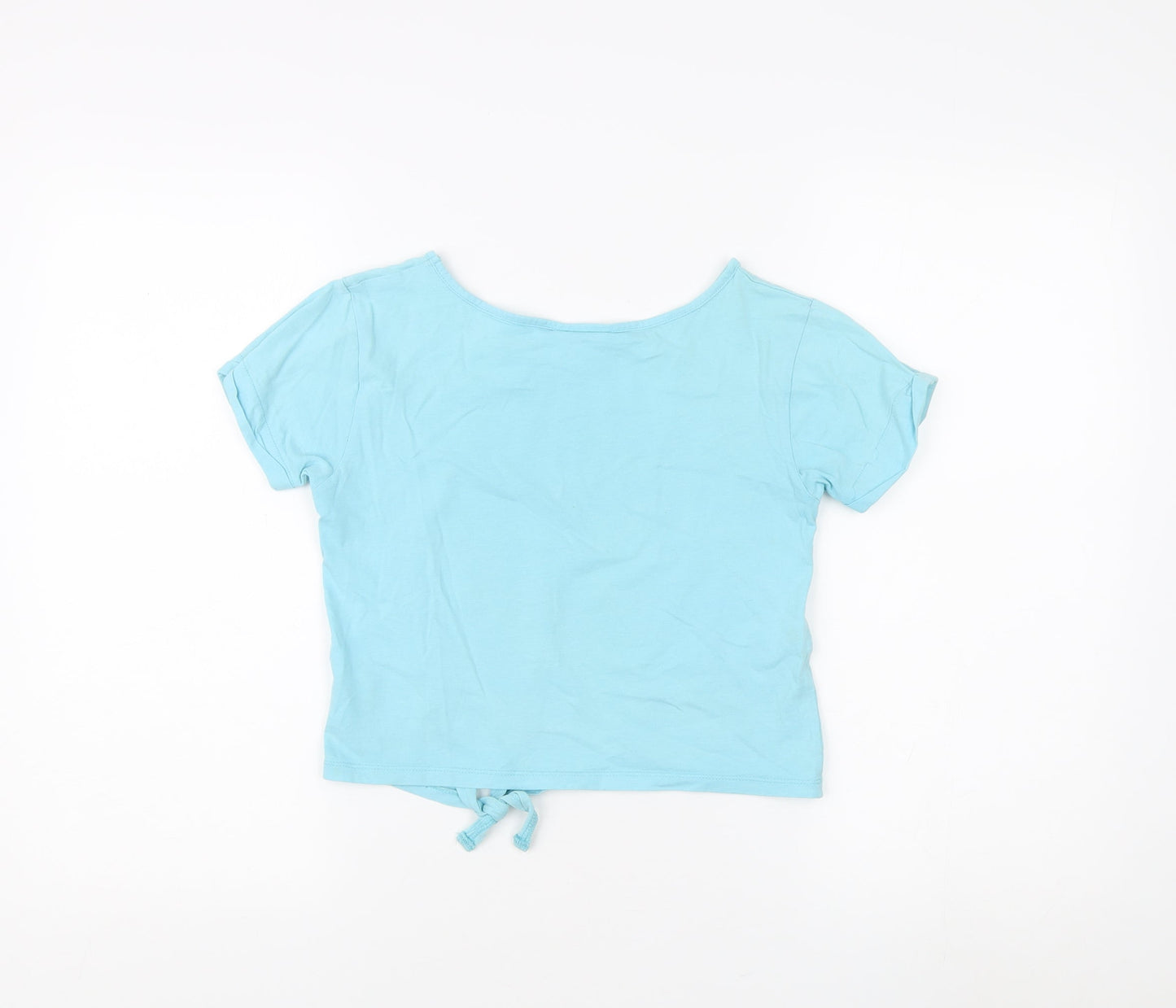 Animal Girls Blue Cropped T-Shirt 9-10 Years, Graphic Logo Top
