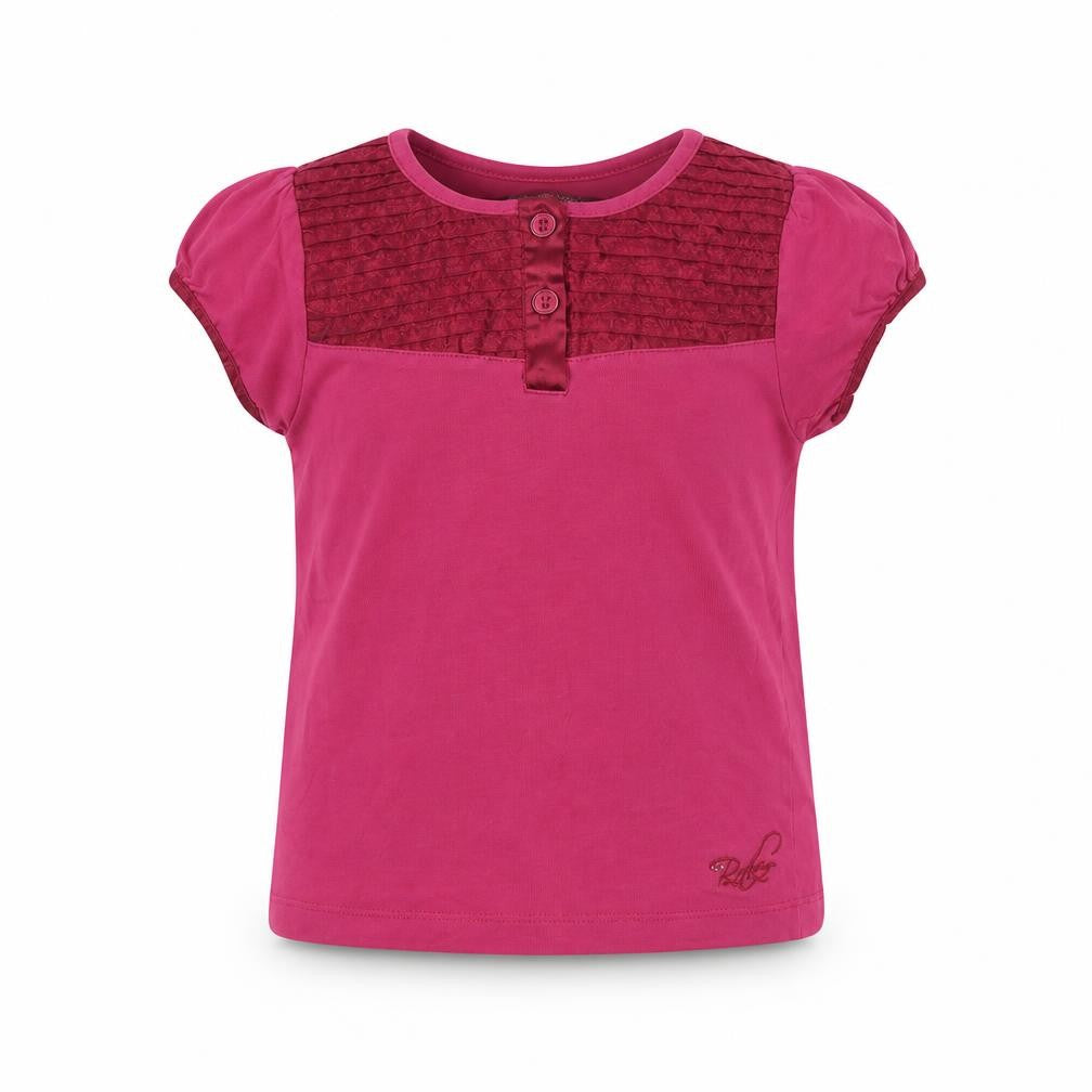 Front view of Ted Baker girls’ pink button t-shirt 3-4 years
