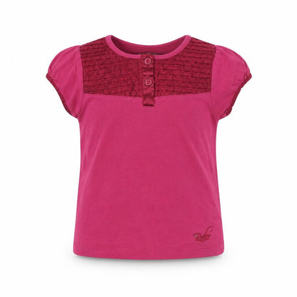 Front view of Ted Baker girls’ pink button t-shirt 3-4 years