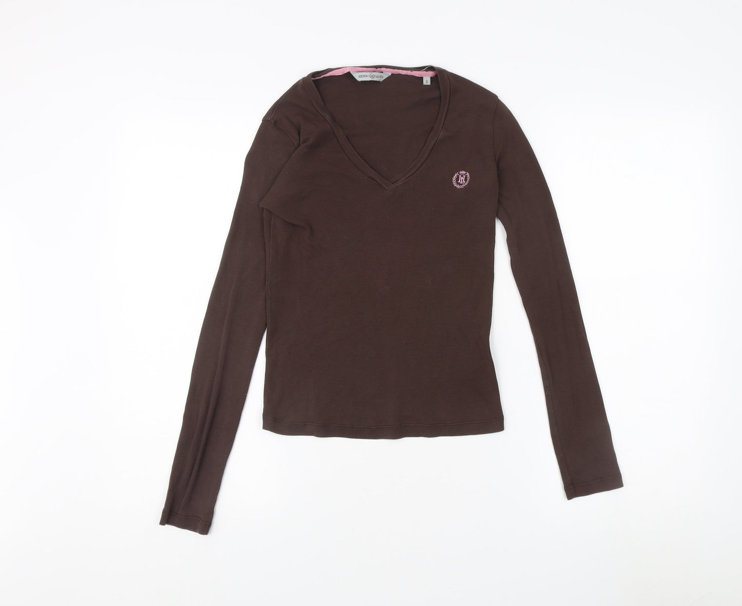 Henri Lloyd Women's Brown Cotton V-Neck T-Shirt Size 2