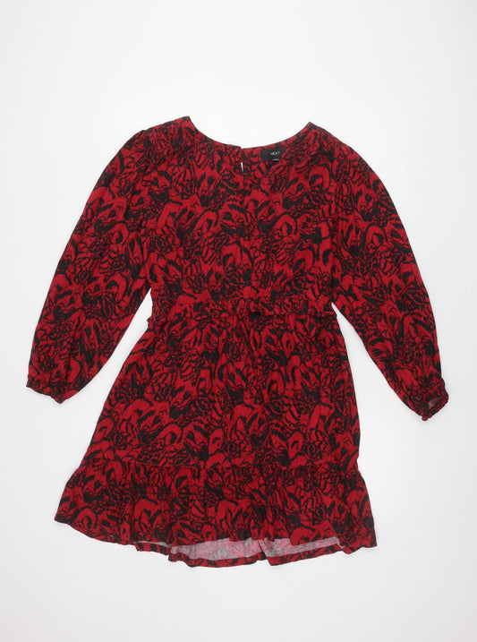 Next Women's Red Animal Print Long Sleeve Dress