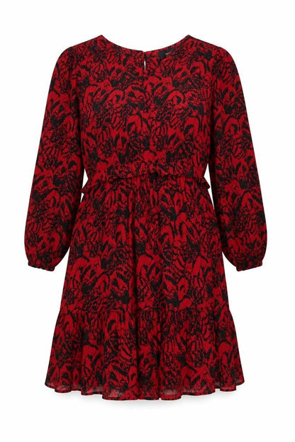 Next Women's Red Animal Print Long Sleeve Dress