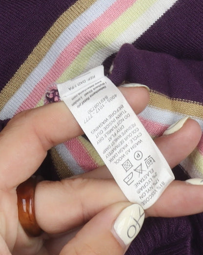 Jasper Conran Women's Purple Striped V-Neck Pullover M