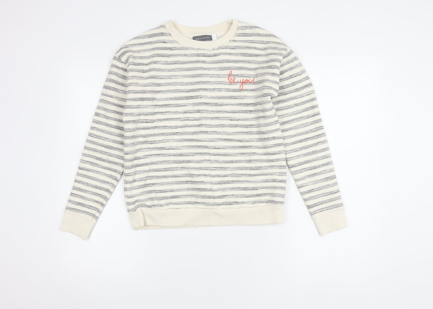 Mint Velvet Women's Grey Striped Pullover Sweatshirt Size 6
