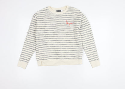 Mint Velvet Women's Grey Striped Pullover Sweatshirt Size 6