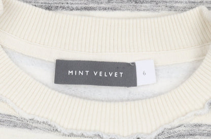 Mint Velvet Women's Grey Striped Pullover Sweatshirt Size 6