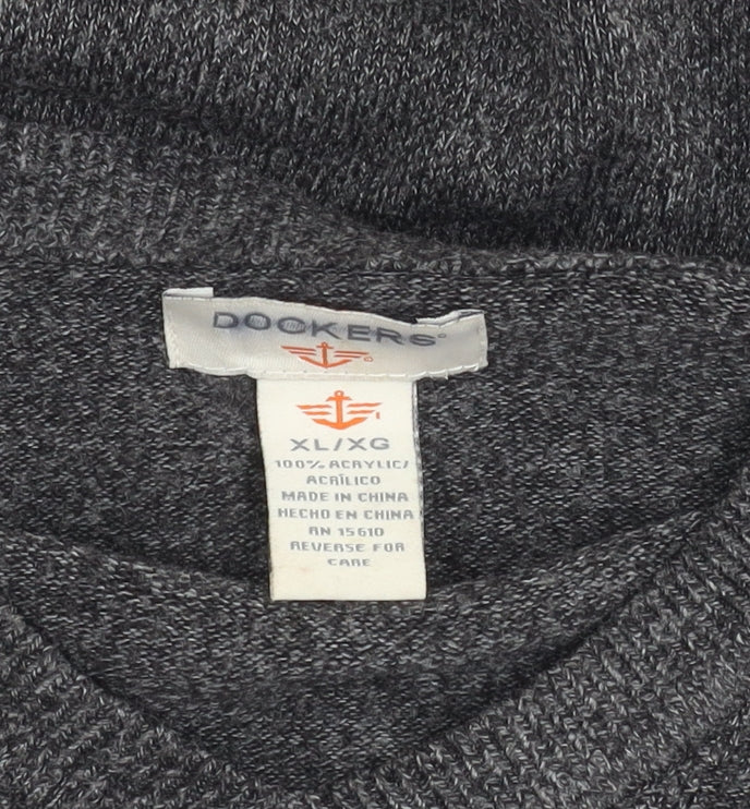 Dockers Grey V-Neck Acrylic Jumper XL