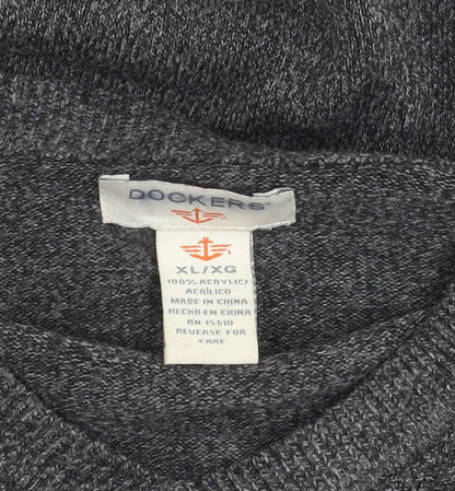 Dockers Grey V-Neck Acrylic Jumper XL