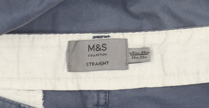 Marks and Spencer Men's Blue Straight Trousers Size 36
