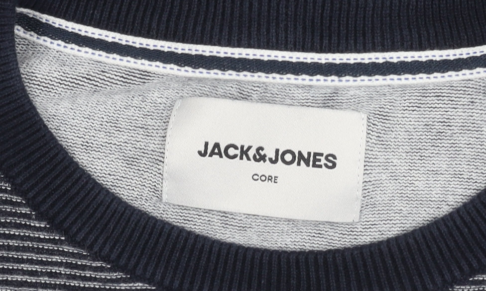 Jack & Jones Men's Black 2XL Striped Pullover