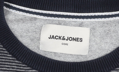 Jack & Jones Men's Black 2XL Striped Pullover