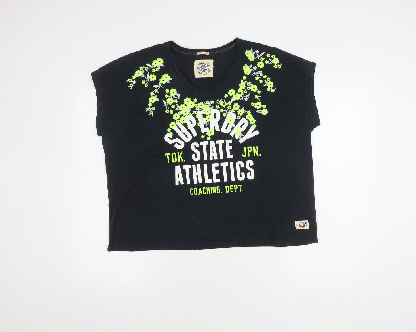 Womens UK Size L Superdry Black Basic T-Shirt