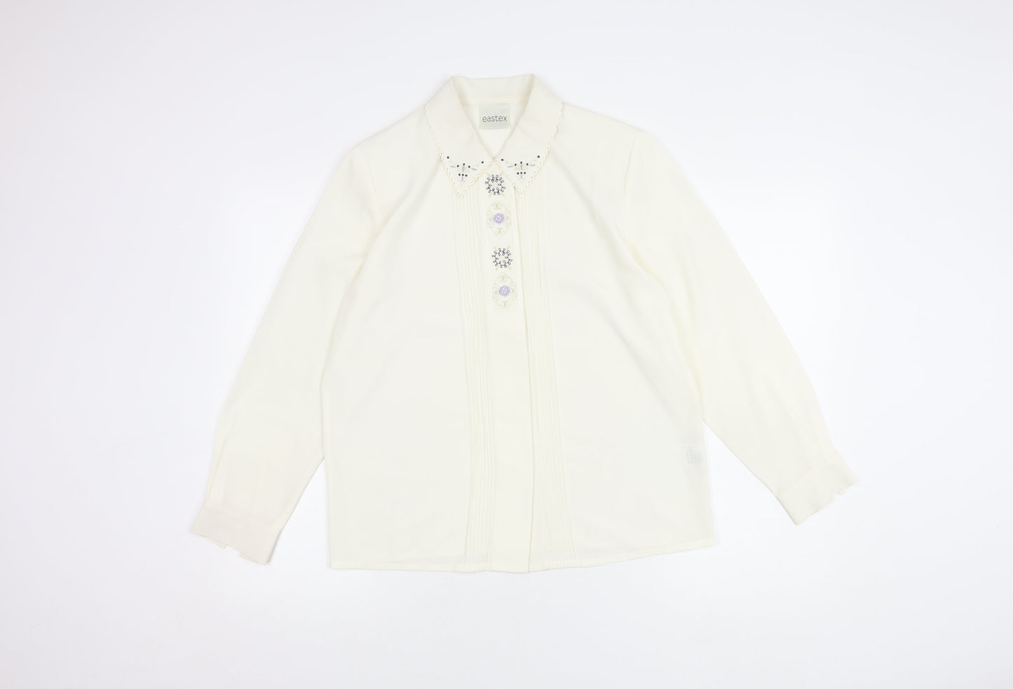 Womens UK Size 10 Eastex White Basic Button-Up