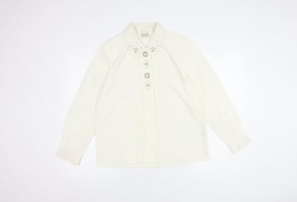 Womens UK Size 10 Eastex White Basic Button-Up