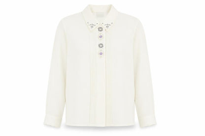 Womens UK Size 10 Eastex White Basic Button-Up