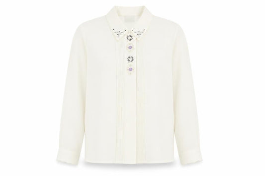 Womens UK Size 10 Eastex White Basic Button-Up
